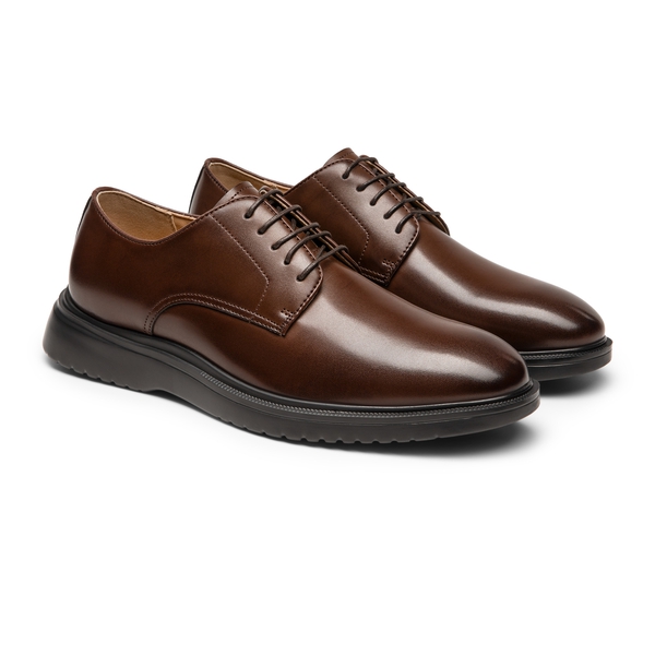 [MaxFlex Ease Polish] Men's Plain-Toe Lightweight Oxford Shoes - DARK BROWN - 3